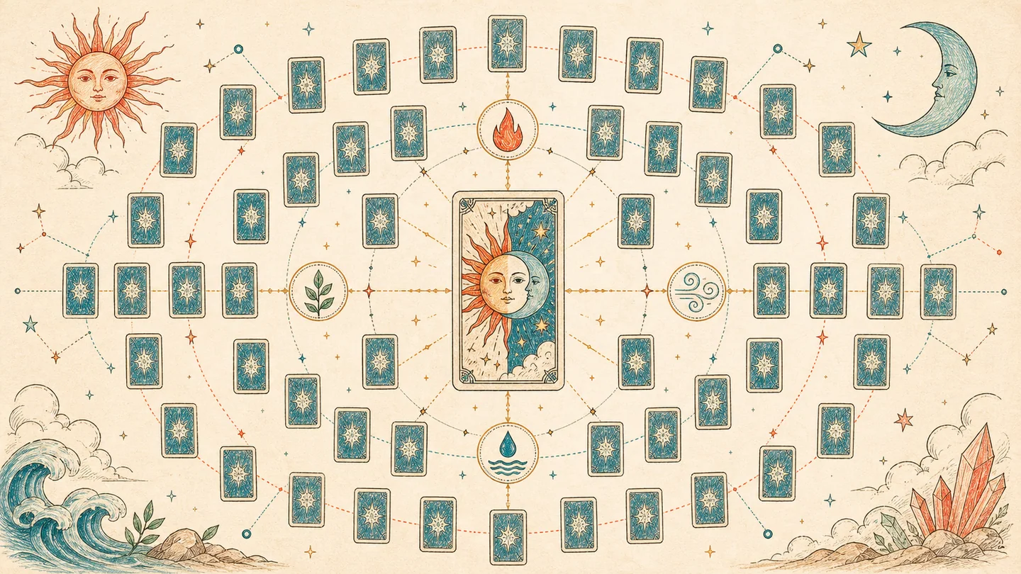 The Mystery of the 78 Tarot Cards: Deep Resonance of Numbers, Symbols, and the Universe主题插图