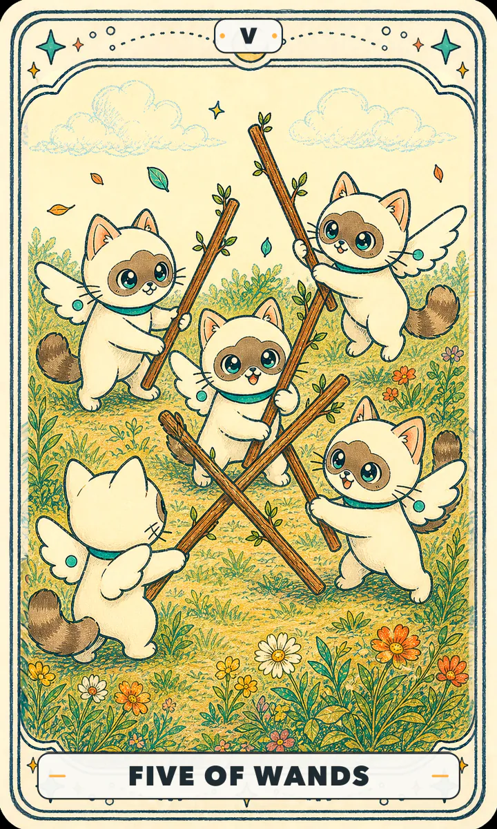 Five of Wands Tarot card image