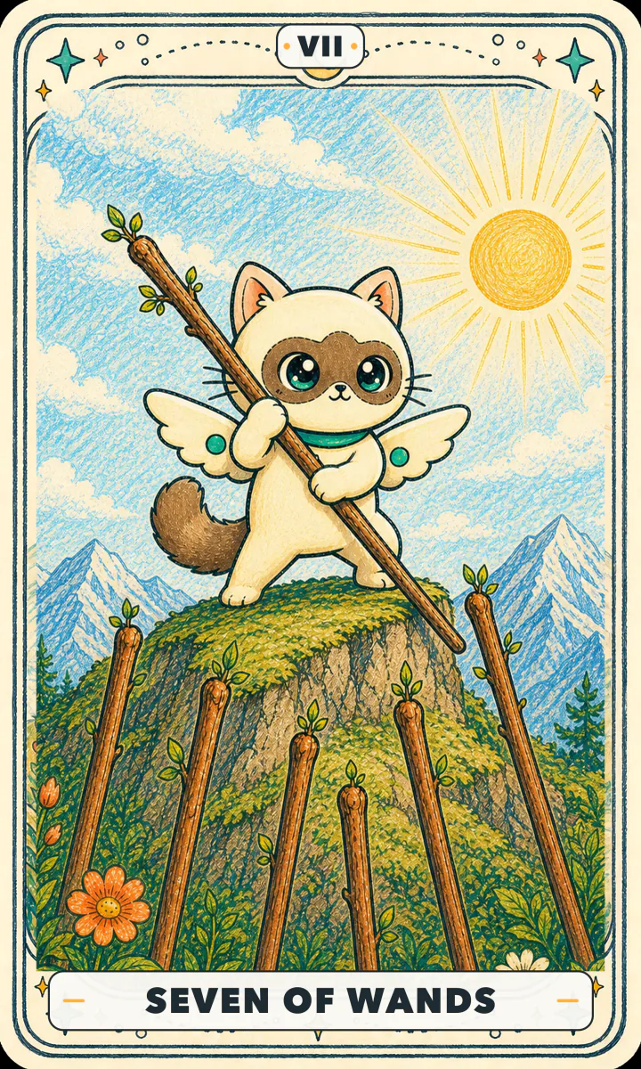 Seven of Wands Tarot card image